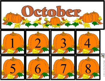350x270 Free October Calendar Set Includes Month And Number Cards