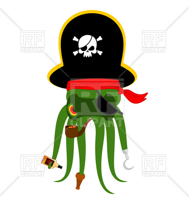 369x400 Octopus Pirate Cartoon Character Royalty Free Vector Clip Art