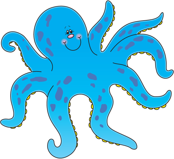 608x556 Blue Big Octopus Clipart