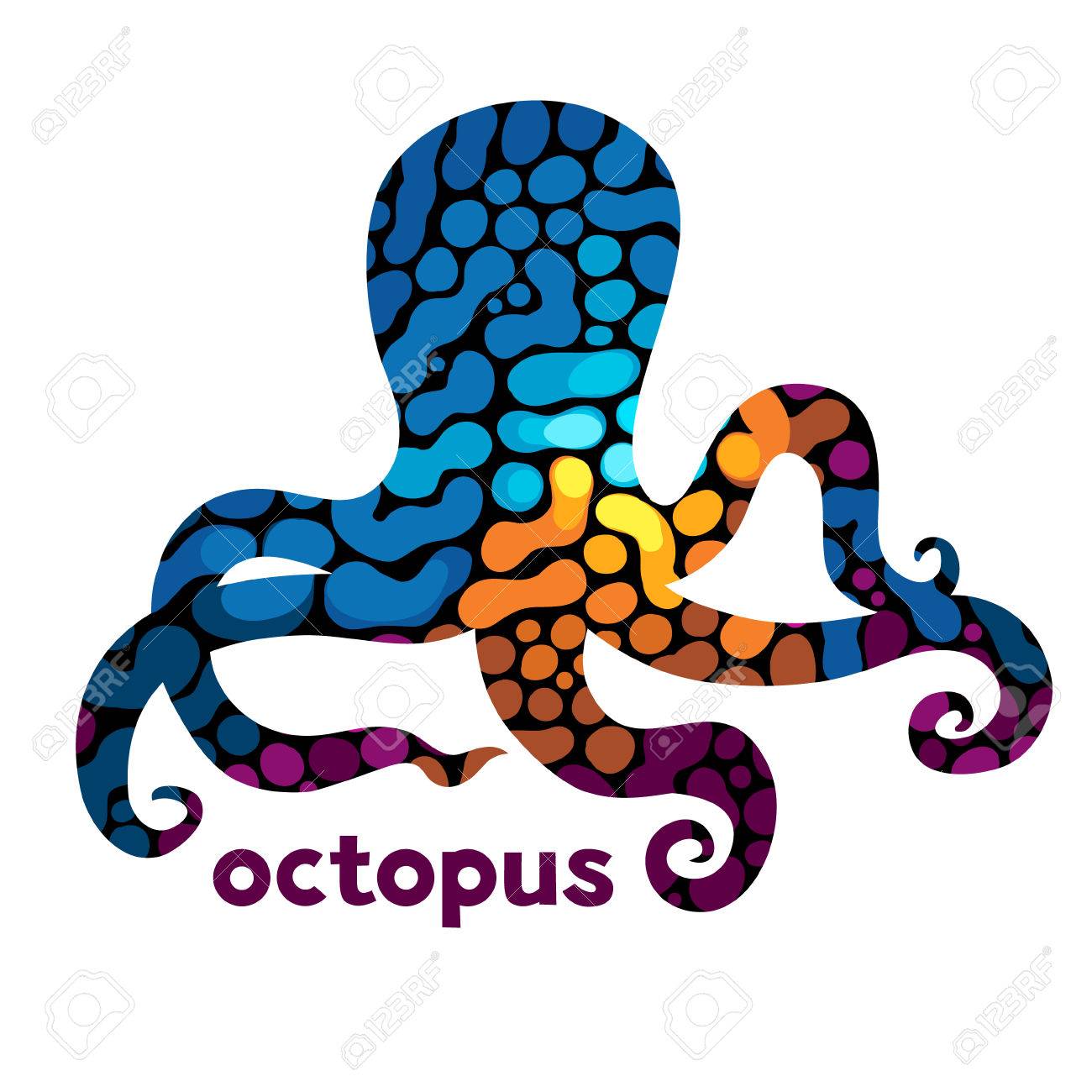 1300x1300 Cheerful Octopus. Silhouette Of An Octopus With A Abstract