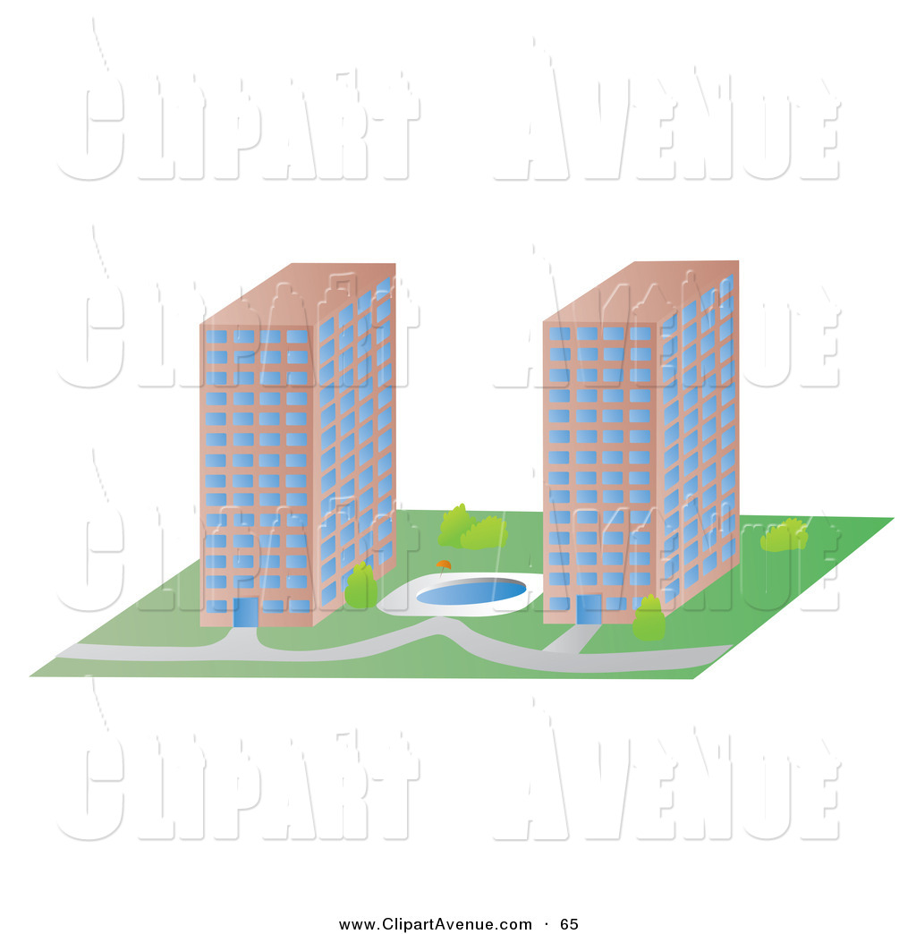 1024x1044 Avenue Clipart Of A Pond Between Two Commercial Skyscrapers By