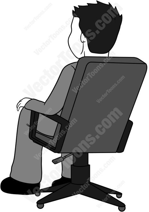 474x676 Back View Of A Man Sitting In An Office Chair Illustrators