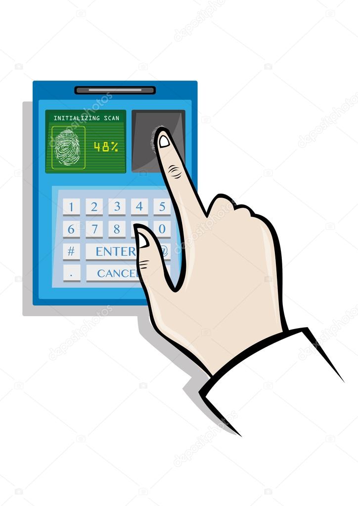 724x1024 Fingerprint Biometrics Technology Concept. Editable Clip Art