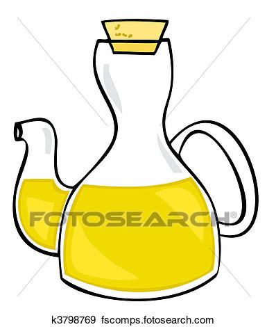 385x470 Clip Art Of Olive Oil Glass Bottle With Cork. K3798769