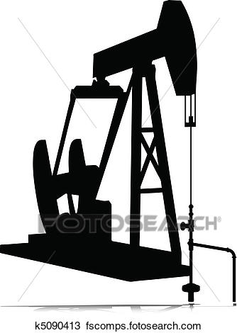 334x470 Clipart Of Oil Jack Vector Silhouettes K5090413