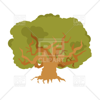 400x400 Oak. Large Old Tree. Royalty Free Vector Clip Art Image