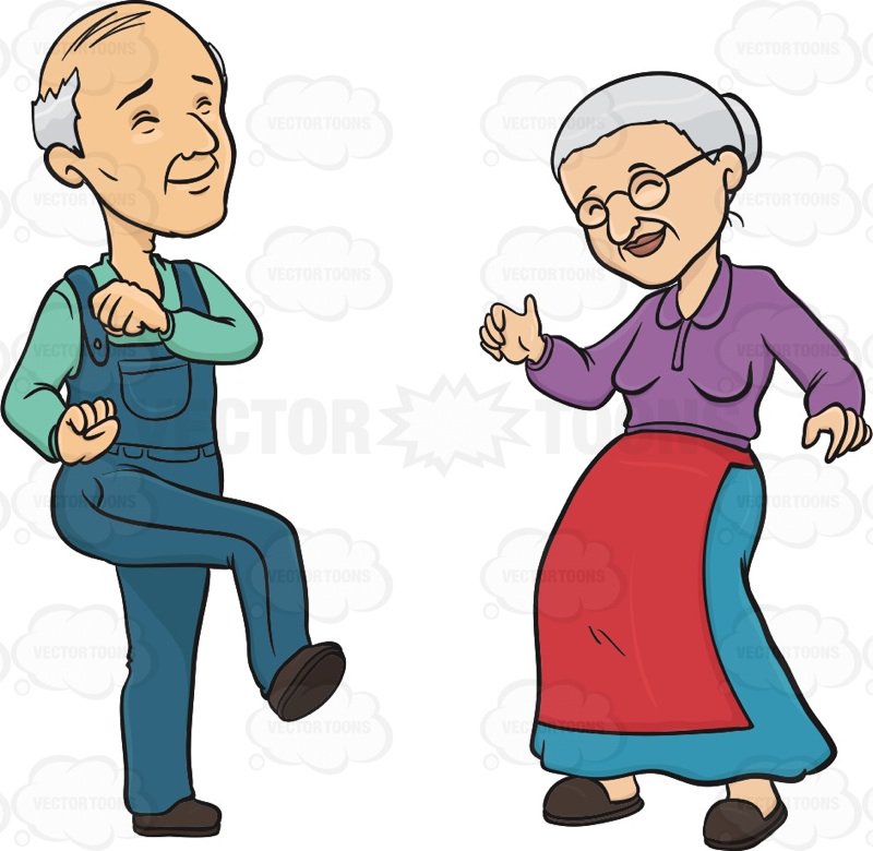 800x780 Elderly Couple Smiling While Dancing Cartoon Clipart