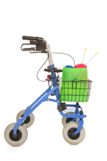 156x235 Old Man With A Walker Raising His Hands Stock Photos