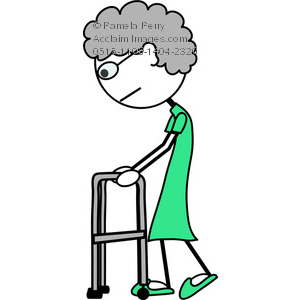 300x300 Old Lady With Walker Clipart