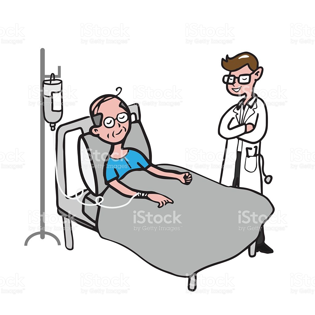 1024x1024 Free Clipart Cartoon Of Old Man In A Hospital Bed