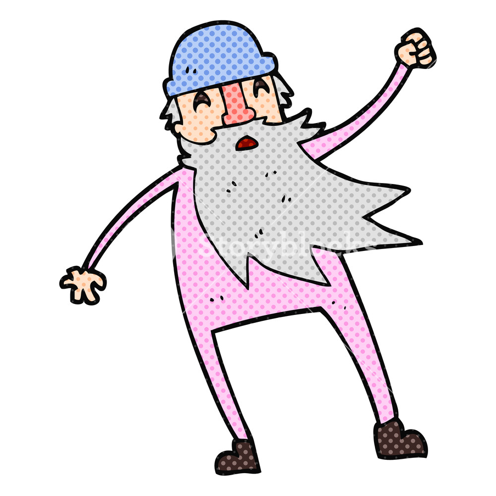 1000x1000 Freehand Drawn Cartoon Old Man In Thermal Underwear Royalty Free