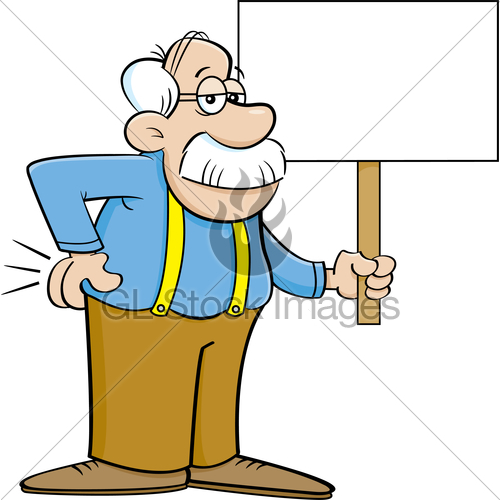 500x500 Cartoon Old Man Holding A Sign. Gl Stock Images