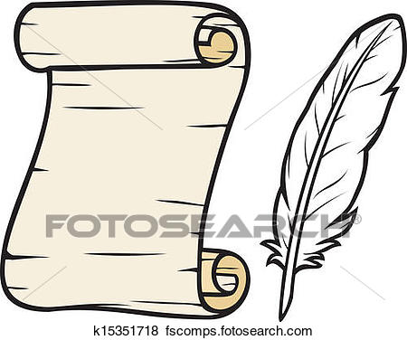 450x376 Clip Art Of Old Paper With Feather K15351718