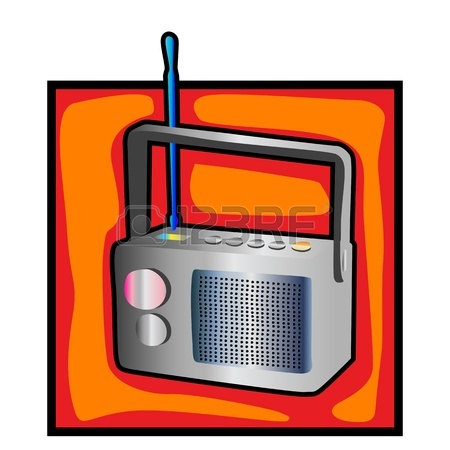 450x450 Vector Black And White Illustration Of An Old Radio Royalty Free