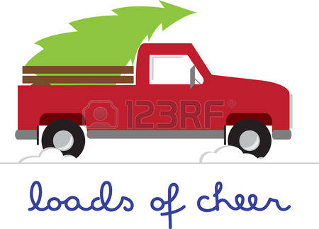 450x323 Red Truck With Christmas Tree Clipart