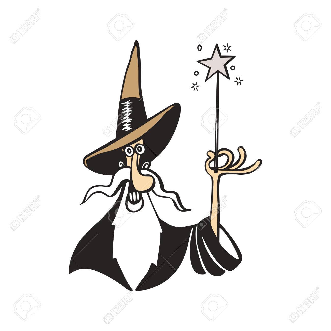 1300x1300 Old Witch Magician Cartoon Vector Illustration Royalty Free