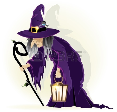 450x432 Scary Old Witch With A Lantern On A White Background Cartoon