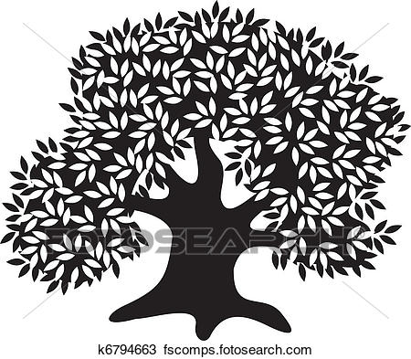 450x393 Clipart Of Silhouette Of The Old Olive Tree K6794663