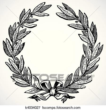 450x470 Clip Art Of Vector Olive Wreath K4034027