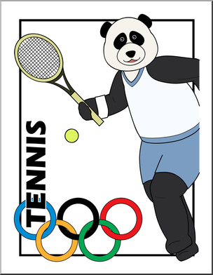 304x392 Clip Art Cartoon Olympics Panda Tennis Color I
