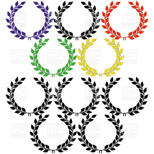 500x500 Olympic Attributes Torch And Laurel Wreath Royalty Free Vector