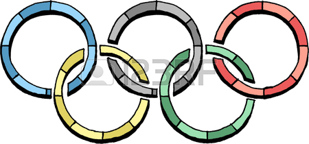 450x210 Olympic Rings Logo With Laurel Stock Photo, Picture And Royalty