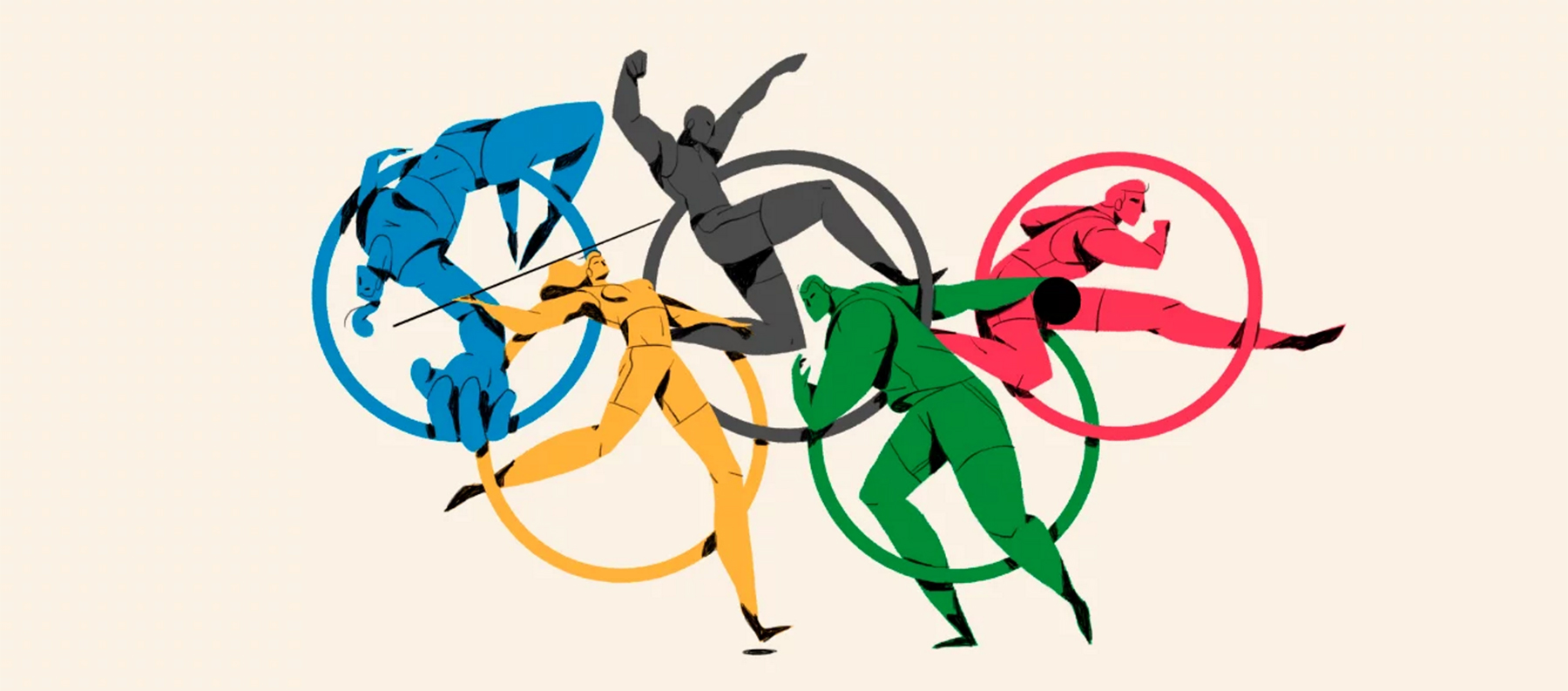 1800x793 Olympic Animation Athletes Represent The Symbol's Five Rings