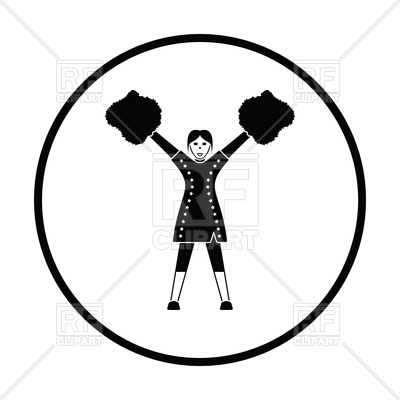 400x400 American Football Cheerleader Girl With Pompom Icon Royalty Free