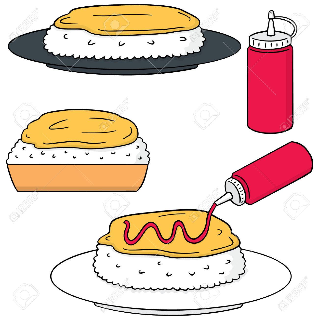 1300x1300 Vector Set Of Omelette Rice Royalty Free Cliparts, Vectors,