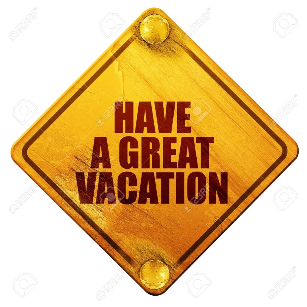 1024x1024 Have A Great Vacation 3d Rendering Yellow Road Sign On A White