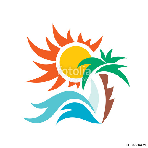 500x500 Summer Travel Vacation Vector Logo Concept Illustration. Paradise