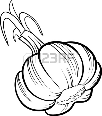 396x450 Black And White Cartoon Illustration Of Onion Root Vegetable