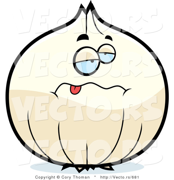 600x620 Cartoon Vector Of A Sick White Onion By Cory Thoman