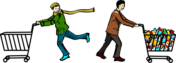 600x216 Two Men Shopping Clip Art