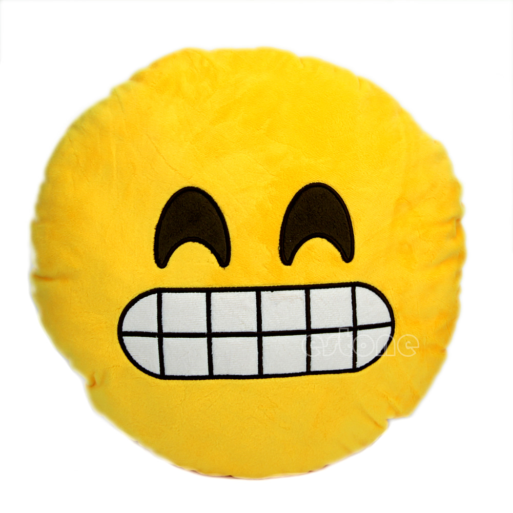 1001x1001 Soft Round Cushion Pillow Yellow Emoji Smiley Emoticon Stuffed