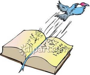 300x251 Blue Bird Flying From An Open Bible