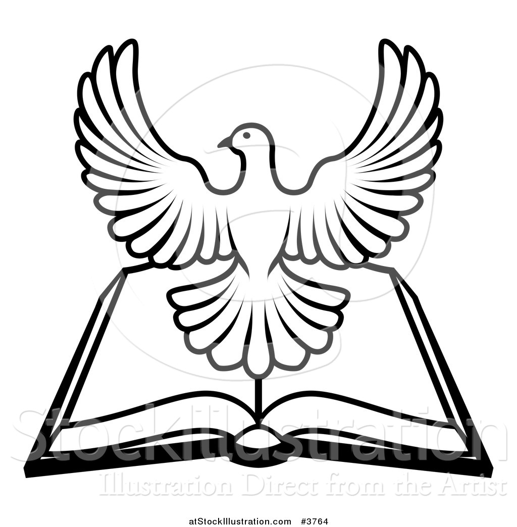 1024x1044 Vector Illustration Of A Blackd White Holy Spirit Dove Over