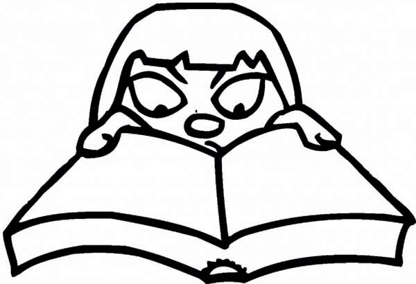 600x410 A Girl With An Open Book Coloring Page Coloring Sun