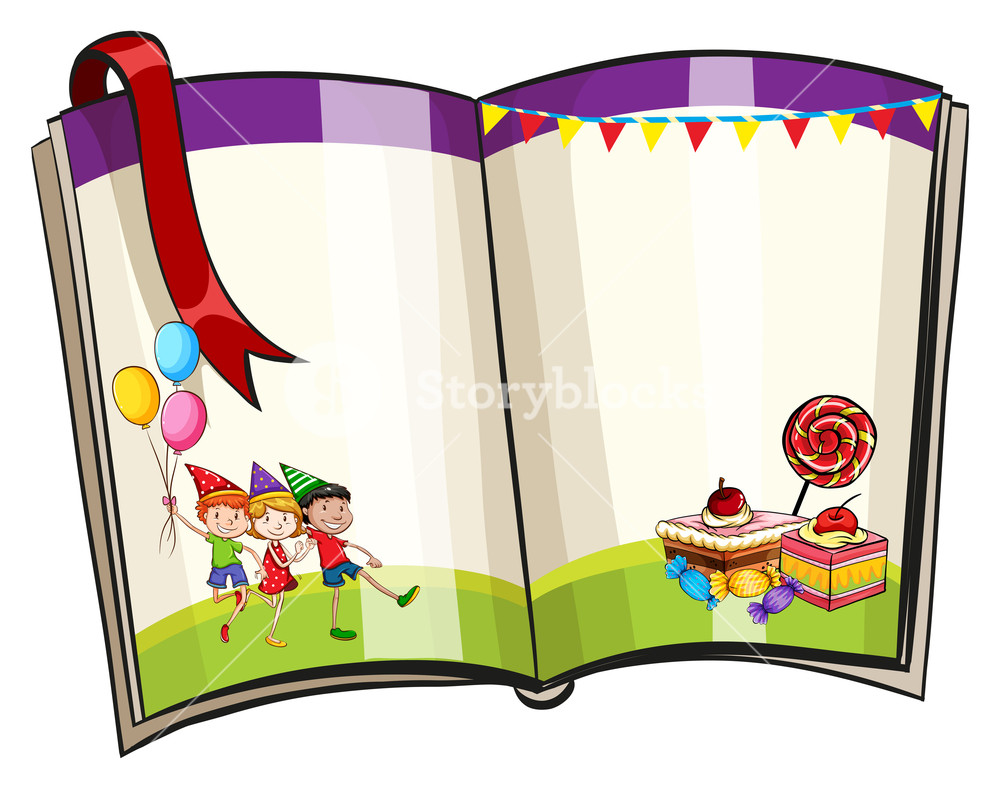1000x789 Open Book With Children Celebration Design Template Royalty Free