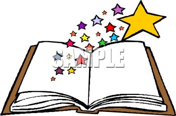 350x231 Royalty Free Clipart Image Open Book With Stars Coming Out