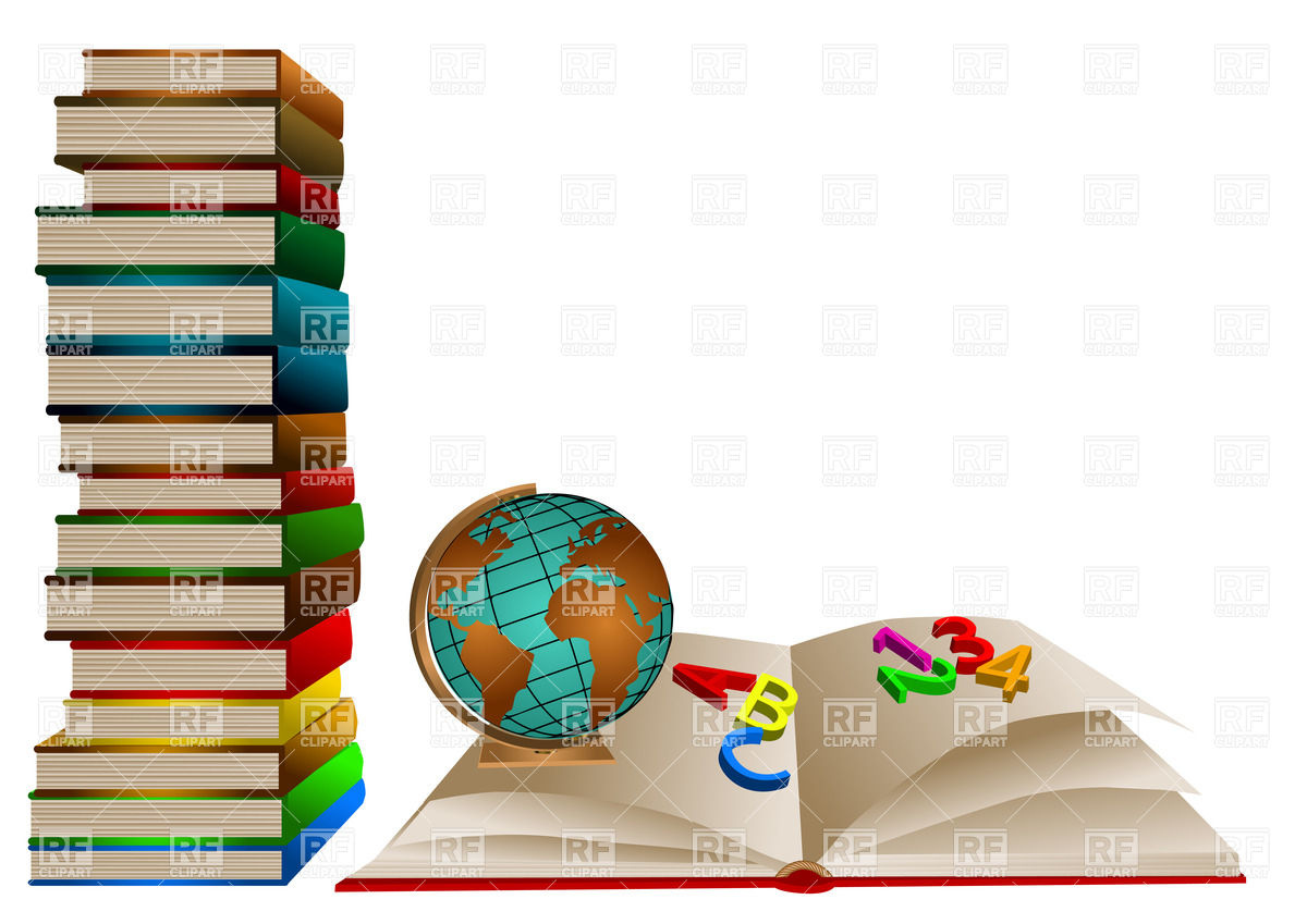 1200x849 Stack Of School Books With Globe And One Open Book Royalty Free
