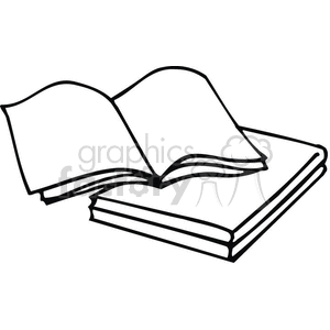 300x300 Royalty Free Black And White Outline Of An Open Book With Blank