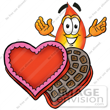 450x450 Clip Art Graphic A Fire Cartoon Character With An Open Box