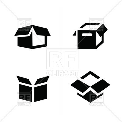 400x400 Parcel Box, Open Box Icons Royalty Free Vector Clip Art Image
