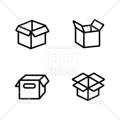 400x400 Set Of Parcel Open Box Icons Royalty Free Vector Clip Art Image