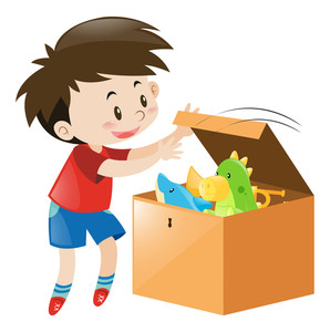 298x300 Boy Open Box Full Of Toys Illustration Royalty Free Stock Image