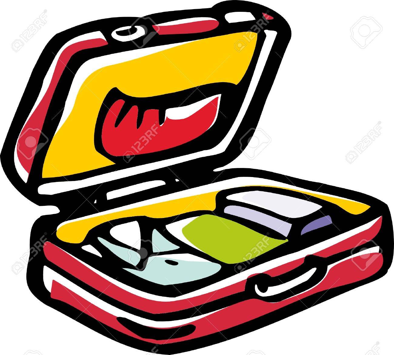 1300x1171 Stylized Illustration Of Open Suitcase With Clothes. Royalty Free