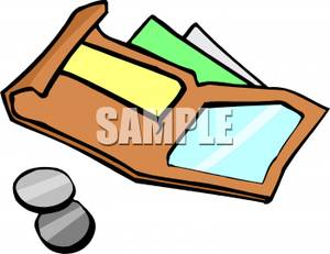 300x231 Silver Coins With An Open Wallet Clipart Picture