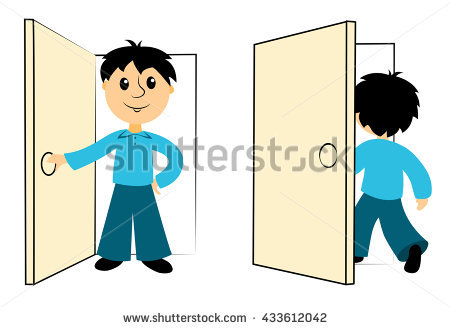 450x329 Boy Open Door Clipart