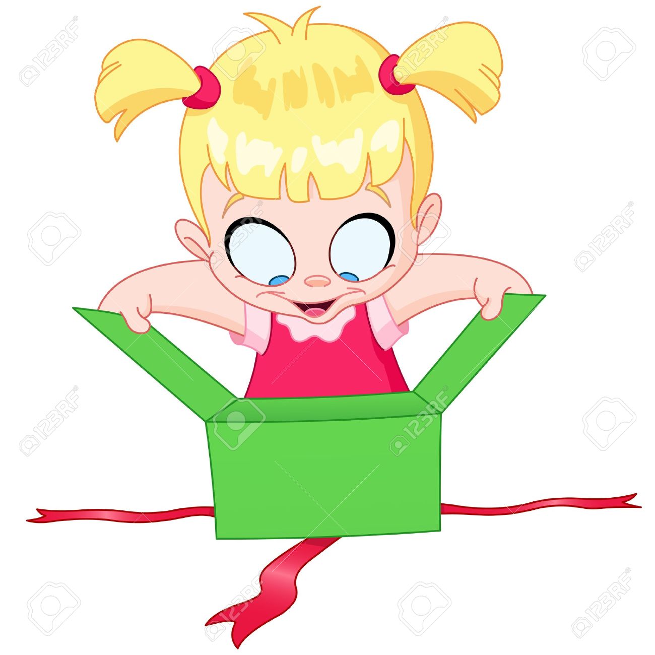 1300x1300 Girl Unwrapping Birthday Present Clipart